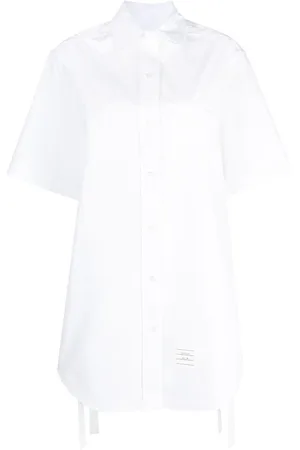 Thom Browne Heavy Poplin gathered shirt minidress