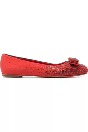 Salvatore Ferragamo Women Ballerinas - Vara-bow rhinestone-embellished ballerina shoes
