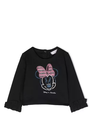MONNALISA Sweatshirts - Rhinestone cotton sweatshirt