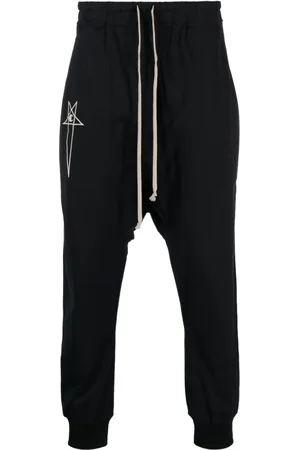 Rick Owens Logo-embroidered cotton track pants