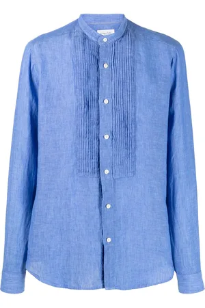 Tintoria Mattei Band-collar linen shirt