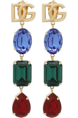 Dolce & Gabbana Logo-plaque crystal-embellished earrings