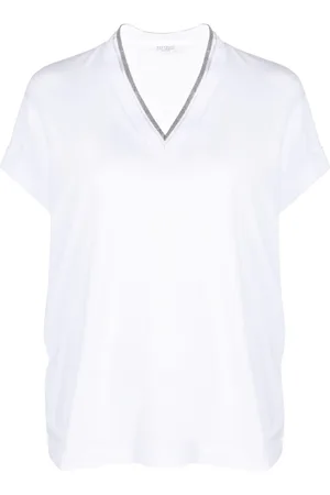Brunello Cucinelli Monili-trim V-neck T-shirt