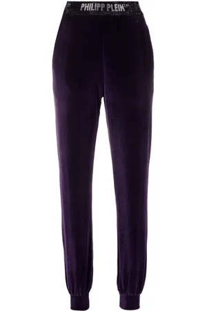 Philipp Plein Logo-waistband velvet track pants