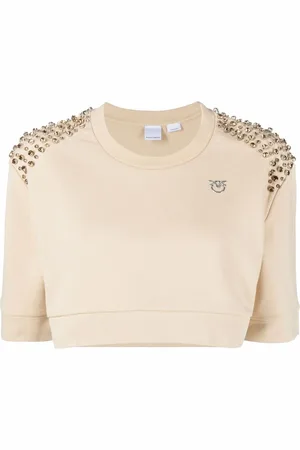 Pinko Stud-embellished cropped T-shirt