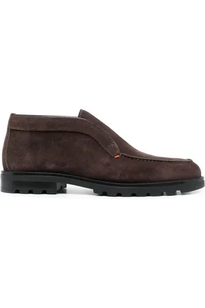 santoni Calf-suede almond-toe loafers