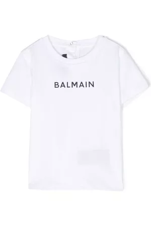 Balmain Short Sleeve - Logo-flocked cotton T-shirt