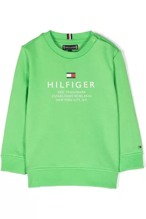 Tommy Hilfiger Sweatshirts - Logo-print mélange-effect sweatshirt