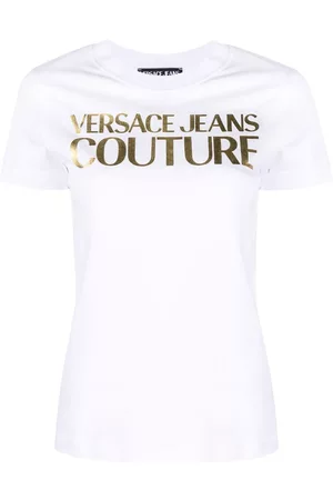 VERSACE Women Short Sleeve - Logo-print cotton T-shirt