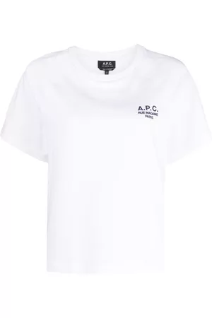 A.P.C. Women Embroidered T-shirts - Logo-embroidered cotton T-shirt