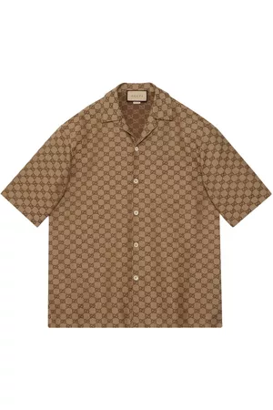 Gucci Men Short sleeves - GG short-sleeved linen shirt