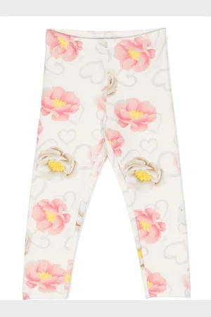 MONNALISA Elasticated-waistband floral-print leggings
