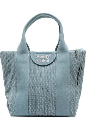 Medium check detail store leather tote bag