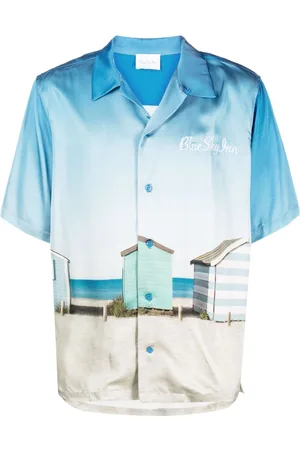 Blue Sky Inn Contrast-Trim Embroidered Logo Shirt