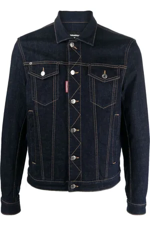 Lanvin Button-up Monogram Denim Jacket in Black for Men