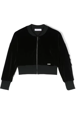 MONNALISA Zip-up tulle-trim jacket