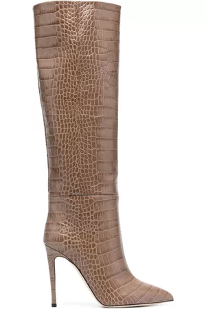 PARIS TEXAS Women Leather Boots - 105mm crocodile-effect leather boots