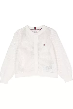 Tommy Hilfiger Cardigans - Logo-embroidered pointelle-knit cardigan