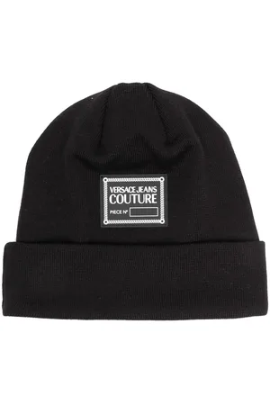 VERSACE Logo-patch wool-blend beanie