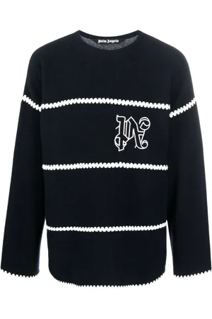 Palm Angels Embroidered-monogram striped jumper