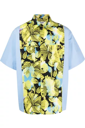 Msgm Men Short Sleeve - Palm tree-print button-up shirt