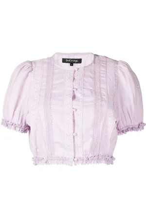 tout a coup Lace-trim buttoned cotton blouse