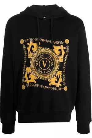 VERSACE Men Printed Hoodies - Logo-print cotton hoodie