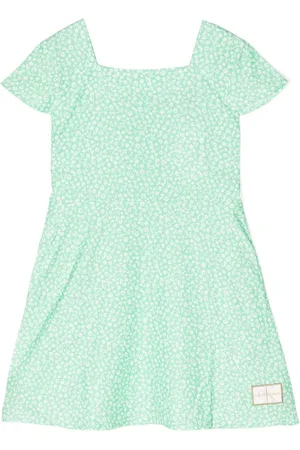 Calvin Klein Logo-patch floral-print dress
