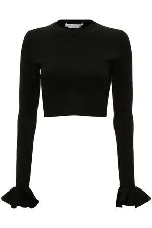 J.W.Anderson Ruffled-cuffs cropped knitted top