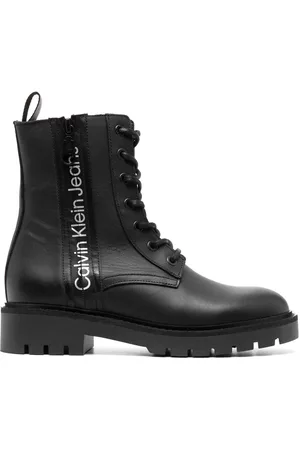 Calvin Klein Women Leather Boots - Logo-print leather boots