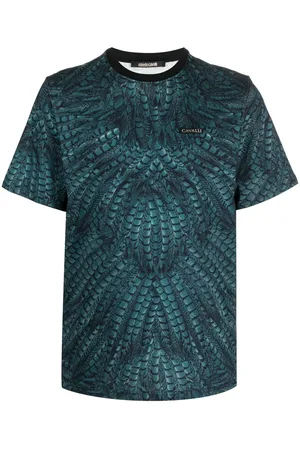 Roberto Cavalli Feather-print cotton T-shirt