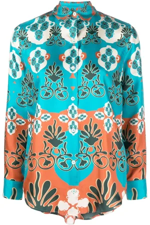 Paula Patterned-jacquard silk shirt