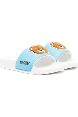 Moschino Girls Indoor Shoes - Teddy Bear-motif open-toe slippers