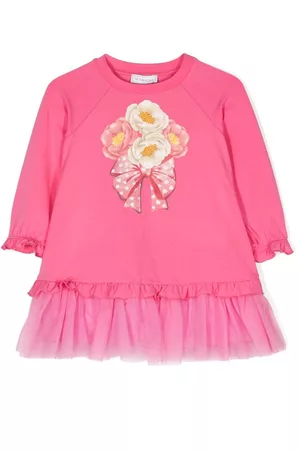 MONNALISA Girls Tulle Dresses - Tulle cotton dress