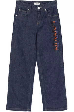 Lanvin Boys Straight Jeans - Curb logo-embroiderd straight-leg jeans