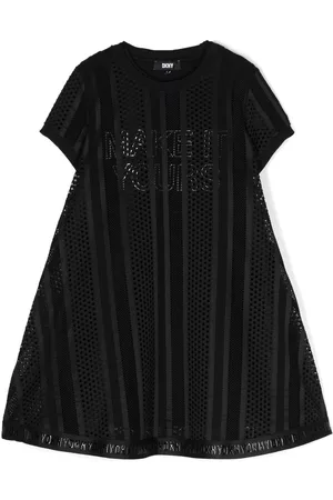 DKNY Girls Printed Dresses - Slogan-print mesh minidress