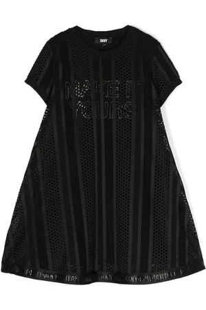 DKNY Slogan-print mesh minidress