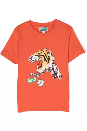 Kenzo Boys Short Sleeve - Tiger-print organic-cotton T-shirt