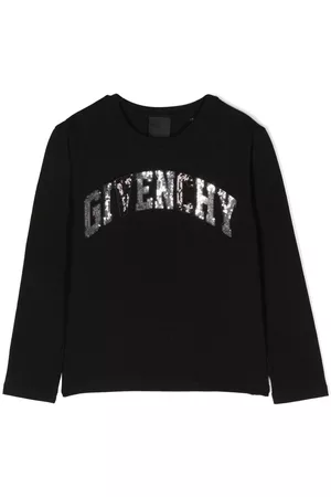 Givenchy Girls Long Sleeve - Sequinned logo long-sleeve T-shirt