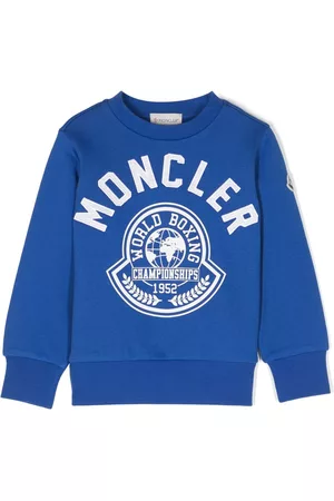 Moncler Boys Printed Hoodies - Logo embroidered crew neck sweatshirt