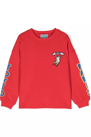 Kenzo Boys Printed Hoodies - Logo-patch jersey-fleece sweatshirt
