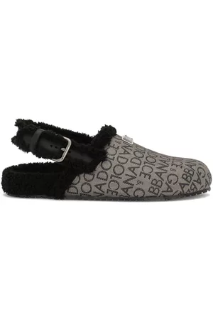 Dolce & Gabbana Men Winter Footwear - Logo-jacquard faux fur-detail slippers