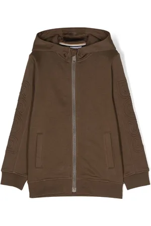HUGO BOSS Embossed-logo zipped hoodie