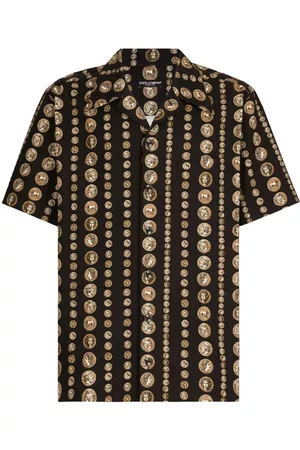 Dolce & Gabbana Men Short Sleeve - Coin-print stretch-cotton shirt