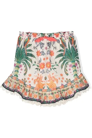 ZIMMERMANN Tropical-print cotton skirt