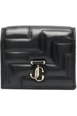 Jimmy Choo Hanne monogram-jacquard quilted denim wallet