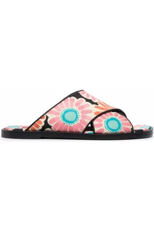 La DoubleJ Daisy-print criss-cross sandals