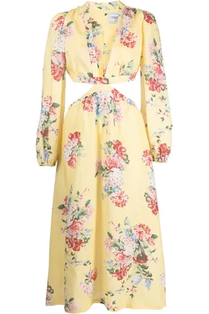 Forte Dei Marmi Floral-print cut-out linen dress