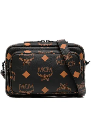 MCM Aren Small Visetos Logo Monogram Black Crossbody Sling Bag