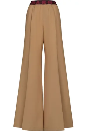 Marni Logo-waistband wool flared trousers